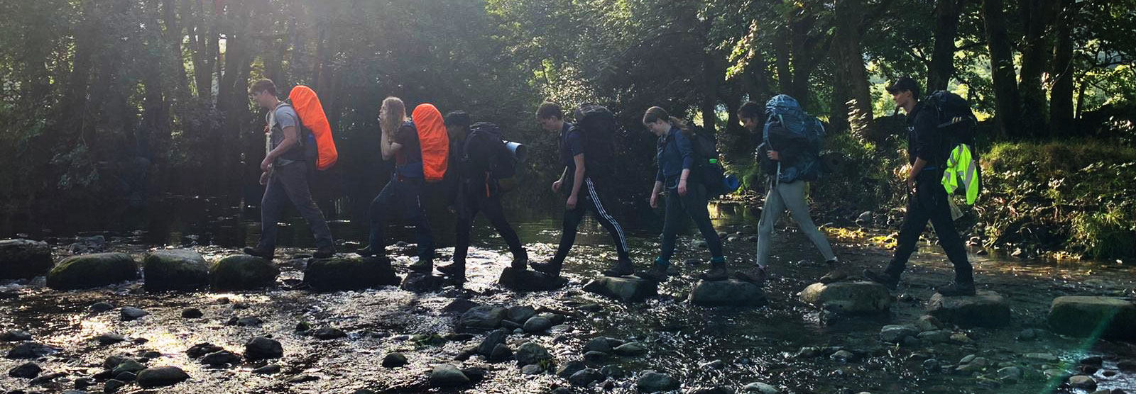 DofE group on stepping stones
