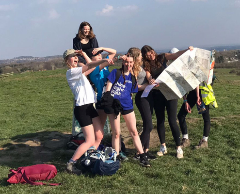 DofE group navigating on a hill